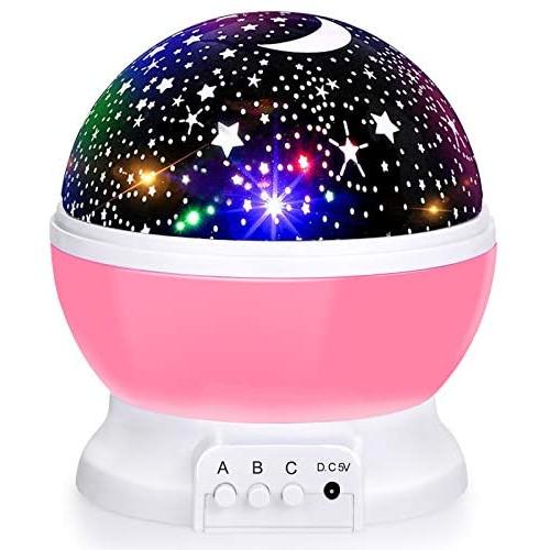 Baby Night Lights, Moon Star Projector 360 Degree Rotation - 4 LED Bulbs 8 Color Changing Light, Romantic Night Lighting Lamp, Unique Gifts for Birthday Nursery Women Children Kids Baby