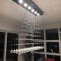 Modern Rain Drop Crystal Rectangle Chandelier/Flush Mount/Ceiling Light Fixtures for Living Room/Dining Room/Foyer/Bedroom (6 Lights)