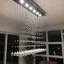 Modern Rain Drop Crystal Rectangle Chandelier/Flush Mount/Ceiling Light Fixtures for Living Room/Dining Room/Foyer/Bedroom (6 Lights)