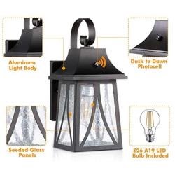 Cloudy Bay 120V Outdoor Wall Lantern with Dusk to Dawn Photocell, Includes LED Filament Bulb,Oil Rubbed Bronze