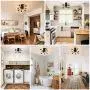 Semi Flush Mount Ceiling Light with 8 Light, Modern Black Sputnik Chandelier with E26 Base, Industrial Vintage Ceiling Lamp Fixture for Bedroom Kitchen Entryway Hallway