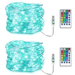 Koxly Fairy String Lights USB Powered, 16 Colors Changing String Lights 33ft 100 LED Waterproof Twinkle Lights with 4 Lighting Modes Remote Control for Craft Bedroom Holiday Christmas Decorations