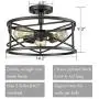 Dazhuan Rustic Semi Flush Ceiling Lights Metal Drum Ceiling Light, 3-Light, Black