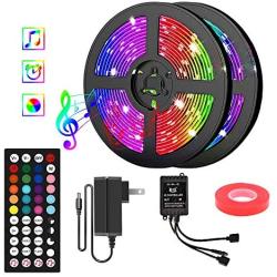 Smart LED Strip Lights 40FT 5050 RGB LED Tape Lights Color Changing Music Sync LED Lights with 44-Key Remote & 12V UL Listed Adapter for Home Bedroom Kitchen TV Party DIY Indoor Decoration