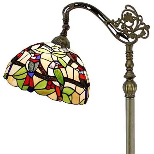 Tiffany Style Reading Floor Lamp Lighting W12H64 Stained Glass Tropical Birds Lampshade Antique Adjustable Arched Standing Base S805 WERFACTORY Lamps Lover Living Room Bedroom Beside Table Desk Gifts Tiffany Style Reading Floor Lamp Lighting W12H64 Stained Glass Tropical Birds Lampshade Antique Adjustable Arched Standing Base S805 WERFACTORY Lamps Lover Living Room Bedroom Beside Table Desk Gifts