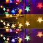 Xingpold Star String Lights Battery Operated Christmas Star Lights 50 LED 16.4 ft Color Changing Star Fairy Lights with Remote Dimmable Star Lights for Bedroom Kids Tent Christmas Garden Balcony Decor
