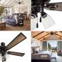 Prominence Home 40278-01 Glenmont Rustic Ceiling Fan with Barnwood Blades, LED Edison Bulbs, 3 Seeded Glass Fixtures, 52 Inches, 5 Blade, Oil-Rubbed Bronze