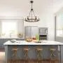 LALUZ Farmhouse Chandeliers for Dining Rooms, 23'' Wood Wagon Wheel Chandelier, Rustic Dining Room Lighting Fixtures Hanging