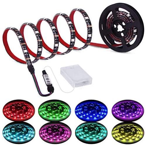 Led Strip Lights Battery Powered RGB LED Lights Strip Battery Operated Led Battery Lights with 3 Keys Controller Battery Led Strip Rope Lights 2M 6.56ft