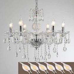 YYSHCHEN Crystal Glass Chandelier 6 Lights Clear Pendant Ceiling Lighting，Classic Vintage Candle Chandeliers for Dining Living Room Decoration Fixture