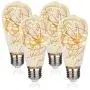 MEILUX LED Globe Fairy Light Bulb，ST64 E26 Warm White Edison Screw Night Lights,Flash Starry Decorative Copper Wire String Lights for Bedroom Living Room Festival Christmas, Non-dimmable, 4 Pack