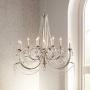 Strand Silver Leaf Large Chandelier 46'' Wide Beaded Crystal Candle 12-Light Fixture for Dining Room House Foyer Kitchen Island Entryway Bedroom Living Room - Regency Hill