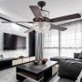 Tropicalfan Crystal Ceiling Fan with Light and Remote Control, Modern Fans Chandelier For Decorative Living Room Bedroom 52'', Brown