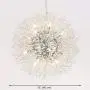 LITFAD 16'' Wide Crystal Pendant Light Anti-Glare LED Dandelion Chandelier Modern Style Ceiling Hanging Light in Chrome for Dining Room Reception Cafe Clothes Stores