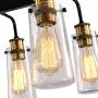 Modern Farmhouse Eight-Light Dining Room Lighting Fixtures, Rectangular Kitchen Lights Ceiling Hanging Light, Simplicity Modern Chandeliers Black Pendant Light with Seeded Glass Shades