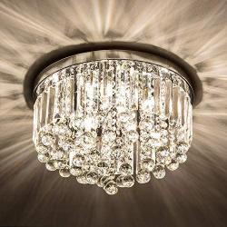 Crystal Chandelier for Bedroom Gris Modern Ceiling Light Flush Mount Ceiling Light, W15.7 x H9.56 Chandelier Lighting Fixture for Bedroom Hallway Dining Room 8 Lights(Bulbs not Included)