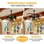 Retractable Ceiling Fans with Lights - with 5 LED Bulbs and Remote Controller 42inch Vintage Retractable Ceiling Fans