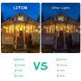 54FT LED Outdoor Patio String Lights with Dimmer Remote Control, 17 Shatterproof Bulbs, 5 Brightness, IP65 Waterproof lights for Cafe, Party, Porch