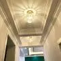 Industrial Mini Style Modern Crystal Flush Mount Ceiling Light Fixture Metal Spherical Chandeliers Lighting Fixtures Ceiling Lamp for Hallway Bar Kitchen Dining Room Kids Room Golden