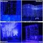 Lampmall Curtain Icicle Light Blue 300LED Window Curtain String Light with Remote Wedding Backdrop Lighting Bedroom String Fairy Lights Dimmable for Living Room Garden Parties, 9.8ft9.8ft