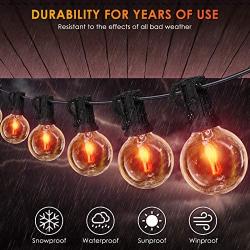 Outdoor String Lights - YUNLIGHTS 35FT 30+3 G40 Globe Bulbs, Hanging Patio String Lights Waterproof with Flickering Flame String Lights for Christmas, Porch, Garden, Party