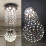 LED Modern Contemporary Flush Mount Ceiling Chandelier Lighting Rain Drop Double Large Crystal Balls Cylinder Pendant Chandelier Ceiling Light Fixture Lamp for Dining Living Room Bedroom Kitchen Foyer