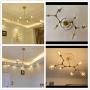 LUOLAX Modern Pendant Light Glass Chandelier with 6 Lights Fixture Hanging Flush Mount