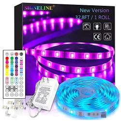 LED Strip Lights 32.8ft, 1 Roll RGB Led Lights 5050 LEDs Rope Light Strip Kit with 44 Key Remote Control and 24V Power Supply LED Tiktok Lights for Bedroom, Room, Kitchen, Home Decor