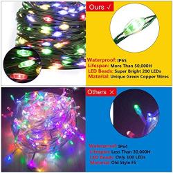 Christmas String Lights,108FT 200 LED Green Wire Plug-in Twinkle Fairy Lights for Xmas Tree Outdoor Indoor Garden Decor,IP65 Waterproof & 8 Lighting Modes - UL Certified (Multi-Color)