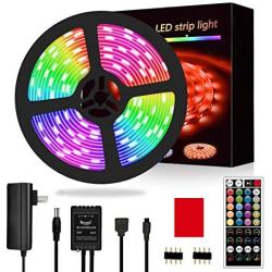 Segrass LED Strip Lights Music Sync, 5050 RGB Music Sync Color Changing RGB Lights with 40keys Music Remote Controller, LED Lights for Bedroom Party Home Decoration (16.4ft)