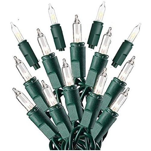 Prextex 100-Count Clear Green Wire Christmas Light Set Christmas Decorations
