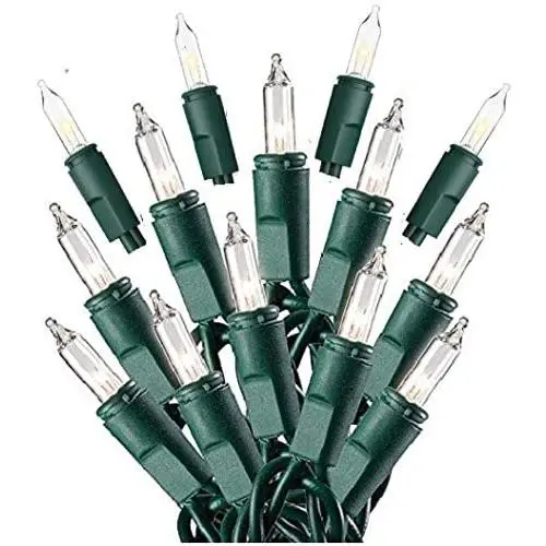 Prextex 100-Count Clear Green Wire Christmas Light Set Christmas Decorations Prextex 100-Count Clear Green Wire Christmas Light Set Christmas Decorations