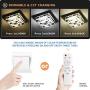 Modern Crystal Ceiling Light with Dimmable Remote Control, Stainless Steel Luxury Flush Mount LED Chandeliers Ceiling Light Fixture, Ideal for Dining Room, Bedroom, Hallway, Living Room