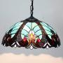 Tiffany Hanging Lamp W16H40 Inch Pendant Light Green Stained Glass Liaison Shade Chandelier Ceiling Fixture S160G WERFACTORY Decorate Dining Room LivingRoom Bedroom Study Office Cafe Bar Hallway Loft