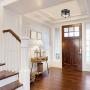 Globe Electric Wexford 3 Flush Mount Ceiling Light, Brass Detail, 60417, 8.13'', Dark Bronze with Clear Glass
