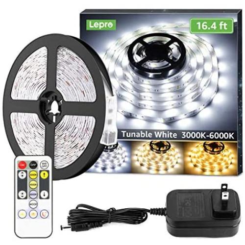 Lepro LED Strip Light, 3000K-6000K Tunable White, Dimmable Bright LED Tape Lights, 300 LEDs 2835, Strong 3M Adhesive, Suitable for Home, Kitchen, Under Cabinet, Bedroom
