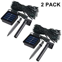 2 Pack Solar String Lights Outdoor, 42ft 100 LED 8 Modes Waterproof Fairy Lights, Decoration for Garden Tree Patio Yard Wedding Party (Warm White)