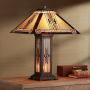 Drake Tiffany Style Table Lamp with Nightlight Mission Bronze Stained Glass for Living Room Family Bedroom Bedside - Franklin Iron Works Drake Tiffany Style Table Lamp with Nightlight Mission Bronze Stained Glass for Living Room Family Bedroom Bedside - Franklin Iron Works