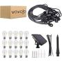 VAVOFO 48FT Outdoor String Lights Solar Powered, Waterproof LED Patio Lights, 15 Hanging Sockets, Backyard, Garden, Bistro, UL Listed
