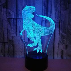 Dinosaur 3D Night Light Lamp Jurassic Tyrannosaurus T-Rex LED Lamps Baby Nursery Nightlight Kids Room Home Décor Xmas Birthday Toys Gifts 7 Color Changing