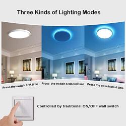 TALOYA LED Flush Mount Ceiling Light with Backlight 12 Inch 24W Surface Mount Light Fixture Ice Blue for Girl Boy Party Bedroom Living Room