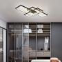 IKK Modern Ceiling Light, Black 3 Rectangular Metal Frame Ceiling Light Fixture, Natural White Color, 4000K Flush Mount LED Light, L=35.4 inch for Bedroom, Dress room, Study room, Entry foyer, Hallway