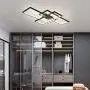 IKK Modern Ceiling Light, Black 3 Rectangular Metal Frame Ceiling Light Fixture, Natural White Color, 4000K Flush Mount LED Light, L=35.4 inch for Bedroom, Dress room, Study room, Entry foyer, Hallway