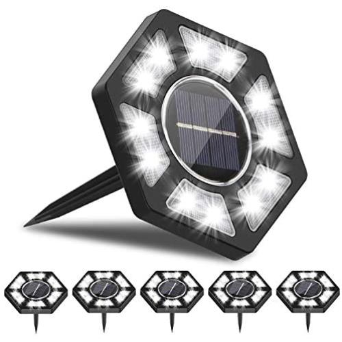 Rodicoco Solar Ground Lights 6 Packs, 12 LED Beads Solar Lights Outdoor, lamp Waterproof LED Solar Garden Lights Garden Lighting for Lawn,Pathway,Yard,Driveway,Step and Walkway