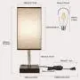 LIGHTESS Touch Table Lamp Dimmable with AC Outlet and 2 USB Ports, Black Fabric Shade Nightstand Lamp, Edison LED Bulbs Included Bedside Lamps for Bedroom, Living Room, Pack of 2, LG9925871