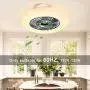 DLLT LED Remote Ceiling Fan with Light Kit-40W Modern Dimmable Ceiling Fan Lighting, 7 Invisible Blades Ceiling Fans, 23 Inch Ceiling lighting Fixture Flush mount, 3 Color Changeable, 3 Files, Timing