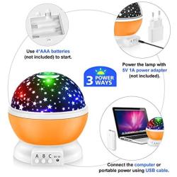 Snoky Moon Star Projector Night Light for Kids, 4 Led Bulbs 9 Light Color Changing 360°Rotating Lamp- Best Gifts