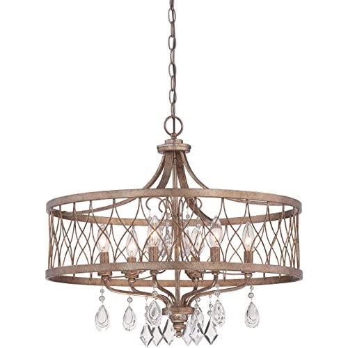 Minka Lavery 4406-581 West Liberty 1 Tier Dining Room Crystal Chandelier Pendant Lighting, 6 Light, 360 Watts, Olympus Gold