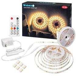 LED Strip Lights 32.8ft Warm White, WOBANE Dimmable Light Strip Kit with Remote and UL Listed Power Supply, 600 LEDs Supper Bright Tape Lights for Room, Kitchen, Bed, Under Cabinet, Wardrobe, 3000K