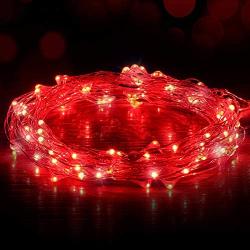 Ariceleo USB Powered Fairy Lights, 50 led 16 ft. USB Plug in Copper Wire USB String Lights for Bedroom Christmas Decoration Wedding Party Firefly Lights (Red,1 Pack)